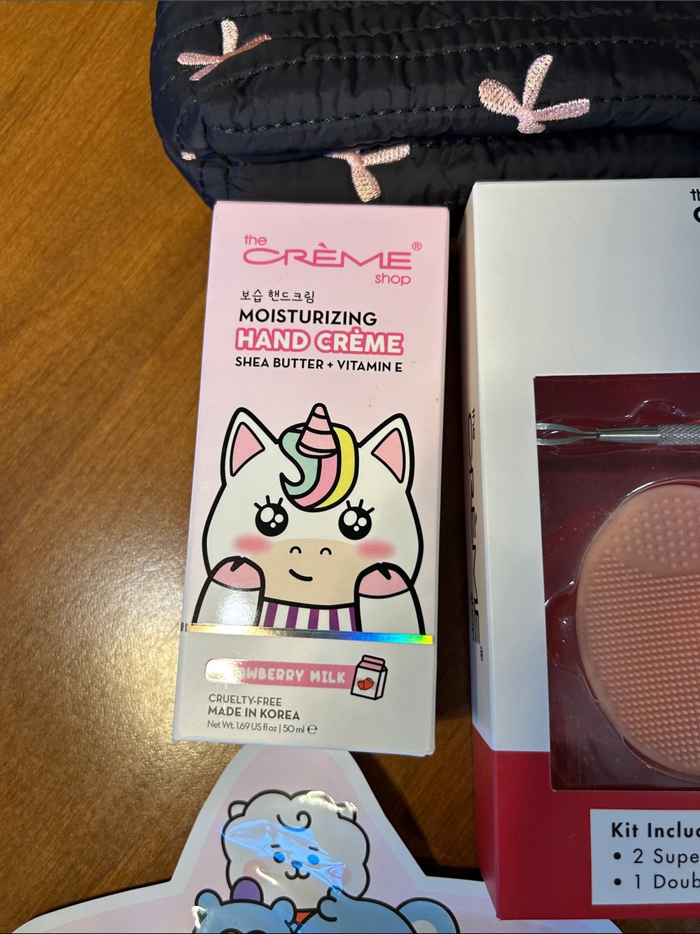 The Crème Shop Skincare & Makeup Set - Black Pink Bow Pouch - Picture 2 of 9